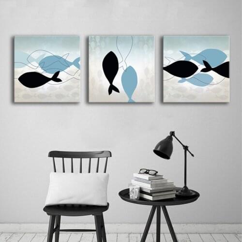 European Style Spray Canvas Painting Decoration Painting Fish Hotel Store Home Living Room Hanging Painting Wall Art Picture
