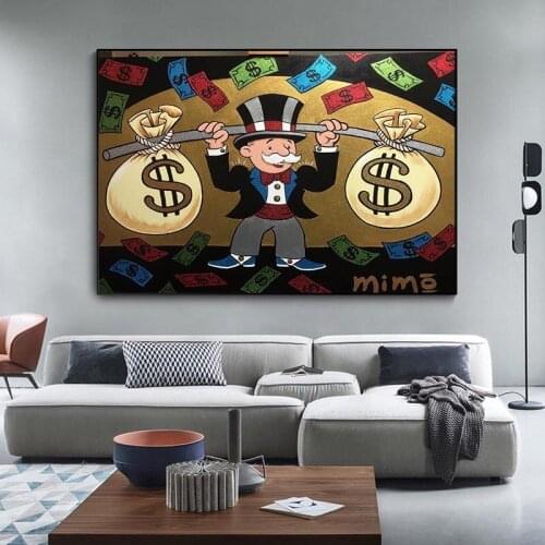 Alec Monopoly Man Money Bag Oil Paintings Print on Canvas Art Posters and Prints Graffiti art Decorative Picture Home Wall Decor
