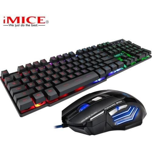 Imice Desktop Notebook USB Wired Luminous Backlight Floating Keycap Keyboard and Mouse Kit With Backlight For PC Laptop
