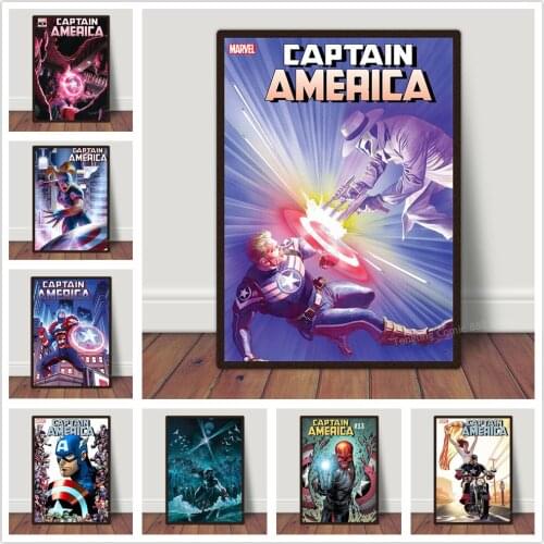 Marvel Captain America Comic Poster Classic Movie Avengers Superhero Canvas Painting Wall Art Living Room Bedroom Dorm Bar Decor