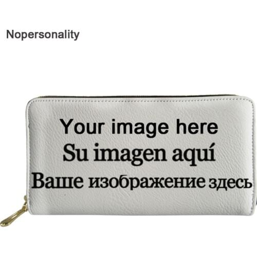 Nopersonality Custom Your Image Logo Name Leather Wallet for Women Long Female Ladies Credit Card Holders Organizer Phone Bags