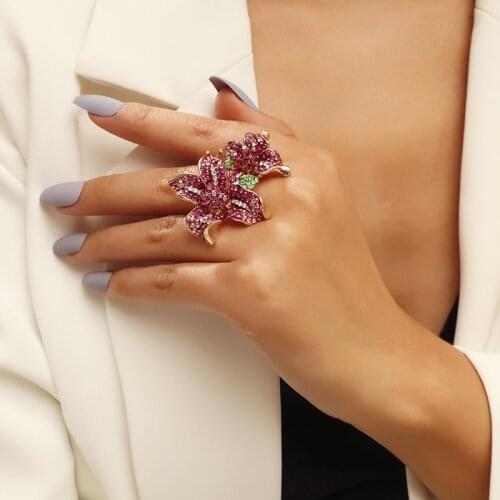 Personality Retro Double Flower Rings For Women Charm Engagement Rings Vintage Birthday Party Jewelry