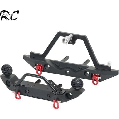 Metal Stinger Front Rear Bumper with LED Lights Winch Base for 1/10 RC Crawler Axial SCX10 90046 SCX10 III TRX-4 D90 Redcat Gen8