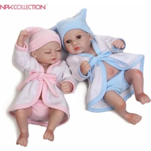 NPK Waterproof Mini Baby Doll Pair Lifelike Living Doll Solid Silicone Children Gift 12 inches