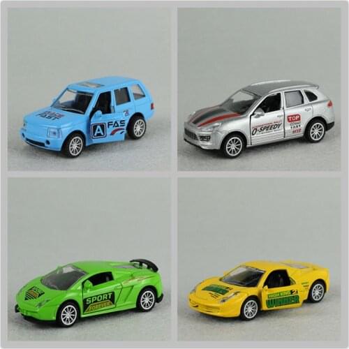 Boxed genuine simulation alloy car model alloy model cop-color sports car series Childrens toy pull back car kit 4PCS/SET