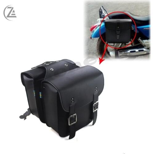 ACZ Motorcycle Saddle Bags for Harley Sportster XL 883 XL 1200 Leather Side Tool Bag Luggage Black XL883 XL1200