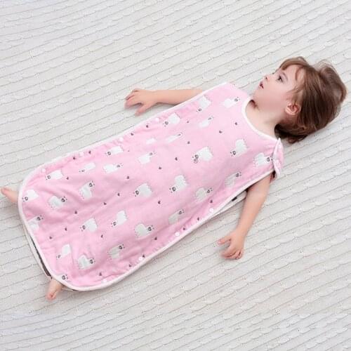 Cartoon Baby Sleeping Bag Quality Cotton Gauze Sleeveless Vest For Newborn Children Swadding Wrap Sleepsack Infant Baby Blanket