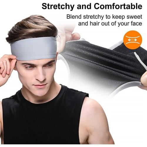 Men Sports Headband Running Fitness Workout Yoga Pilates Exercise Sweat Absorbent Sweatband