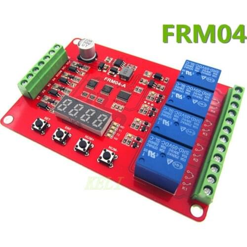 New FRM04 / four multi function relay module / delay / lock / cycle / time / time relay