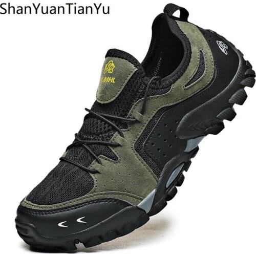 Climbing Upstream Shoes Men Leather Trekking Fishing Shoes Women Breathable Mountain Camping Sports Shoes Outdoor 2021 Summer
