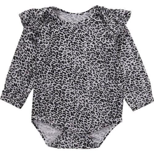 Leopard Print Infant Newborn Clothes Baby Girl Cotton Rompers Long Sleeve Jumpsuit
