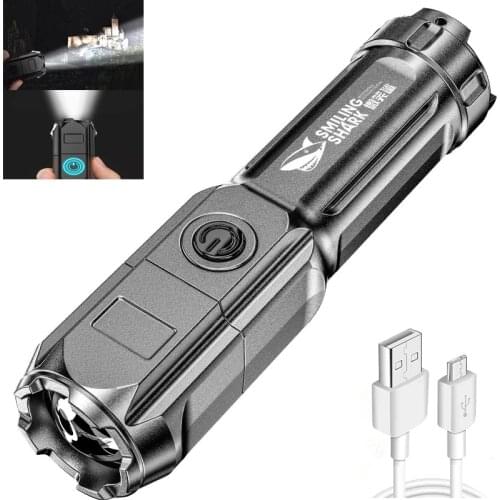 USB Rechargeable Flashlight Strong Light Zoom Highlight Tactical Flashlight Torches Outdoor Portable Lighting LED Camping Lights