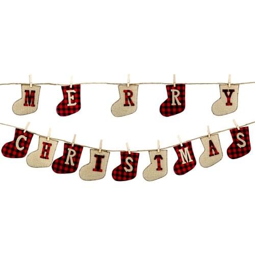 Christmas Banner Letter Hanging Banner Tag Sock Tag Merry Christmas Pendant Home Party Christmas Decorations New Year 2021