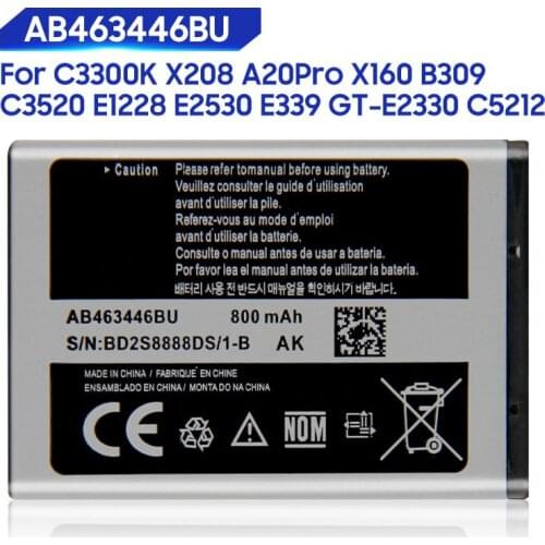 Original Replacement Battery For Samsung X520 F258 E878 S139 M628 E1200M E1228 X160 Genuine AB043446BE AB463446BU 800mAh