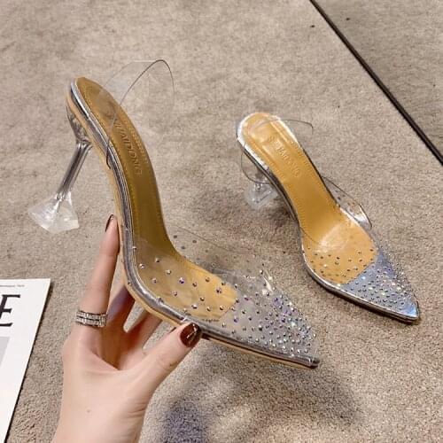 Luxury Sandals Women Pumps Transparent PVC High Heels Shoes Sexy Pointed Toe Slip-on Wedding Party Brand Fashion Shoes for Lady