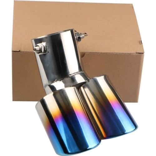 Universal Exhaust Muffler Pipe End Stainless Steel Car Round Mouth Double Pipe Tail Pipe Car Tail Throat Exhaust Pipe