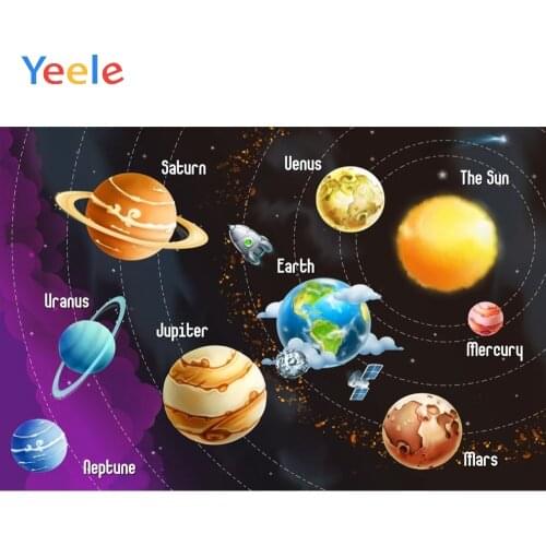 Yeele Vinyl Solar System Planet Sun Space Children Baby Birthday Party Photograph Backdrop Boy Photocall Background Photo Studio