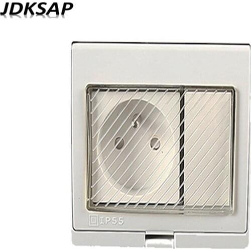 IP55 Waterproof Socket Report CE Outdoor Wall Moisture-Proof Socket 16A 250V French Standard Power Socket Grounded AC