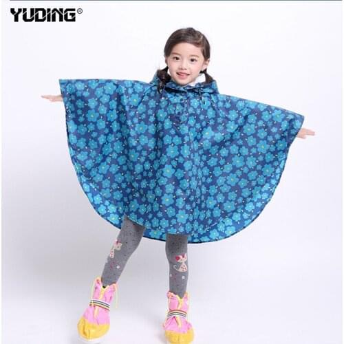 Yuding Children rain poncho Kids pupils students Waterproof Rain Coat Girls Boys Lightweight cartoon Raincoat for children