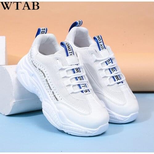 WTAB 2019 Women Shoes Spring White Shoes Sneakers Women Brand Retro Platform Shoes Ladies Footwear Breathable Mesh Sneakers