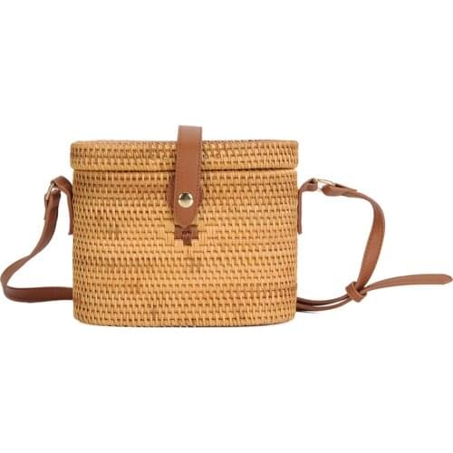 Women Straw Bags Bohemian INS Popular Beach Female Shoulder Bag Vintage Rattan Lady Weave Handbag Knitted Crossbody Tote SS3074