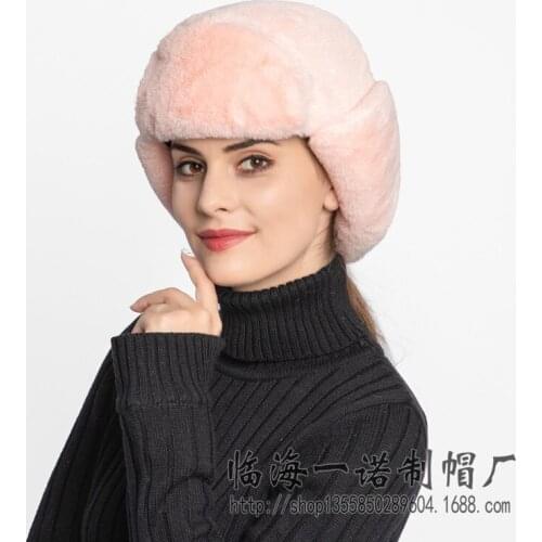 WOMENS Winter Faux Fur Ushanka Plus Velvet Warm Earmuffs Hat Ski Cap Outdoor Cycling Windproof Hat Ushanka