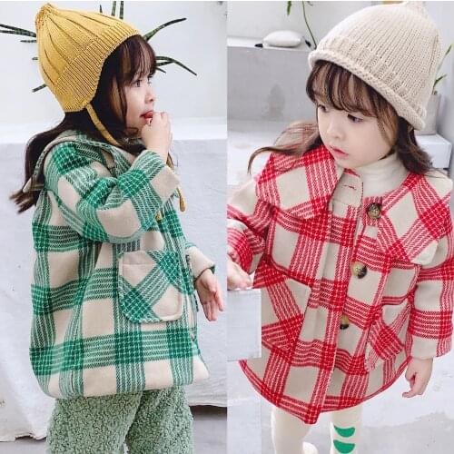 2019 Winter Kids Clothing Girls Coat Litter Girl Thickened Fashion Sweet Cute Baby Girls Plaid Jacket Outerwear Snowsuit