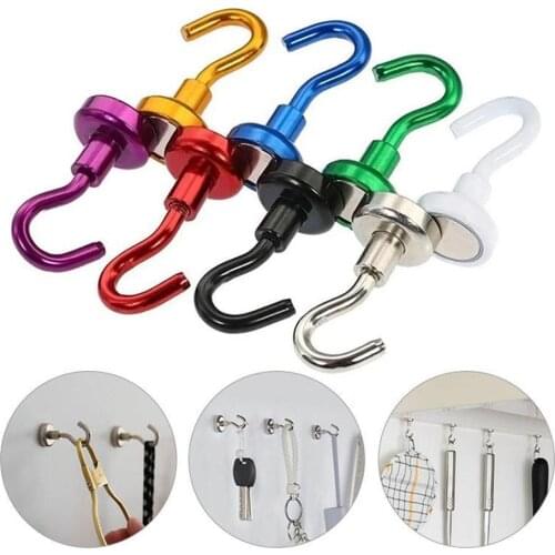 1Pcs Magnetic Hook Strong Hook Magnet Bracket Wall Suction Hook Bracket Support Hardware Magnetic Tool Multicolor