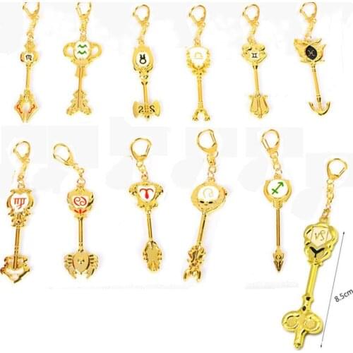 1 Pc Cute Anime Fairy Tail ZODIAC Star Spirit Magician Lucy Summons KEY Twelve Constellation Keychian Cosplay Figure Toys Gift