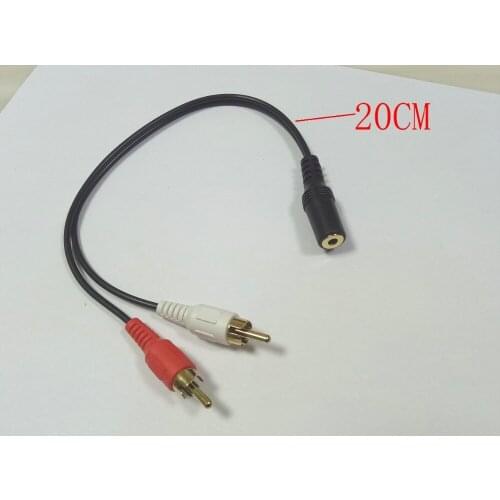 100PCS 3.5mm Stereo Aux Female to AV 2 RCA Male Music Audio Cable 20CM New