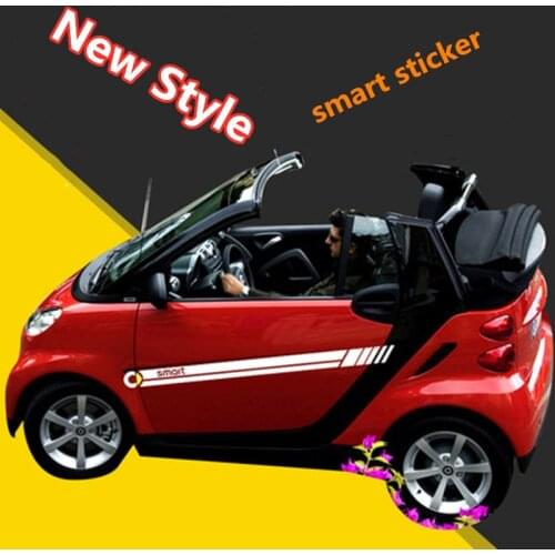 2 PCS Car Styling Side Skirt Stripes Sticker Auto Graphics Vehicle Decals For Smart Fortwo 453 451 450 car sticker logo