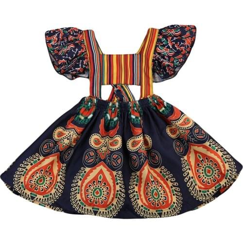 2020 Summer Baby Girls Dress Cotton Sleeveless Casual Celebrity Style Girls Floral Dress Backless For Party Mini Dress 1-6Y