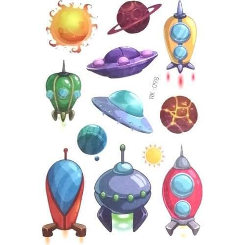 30pcs/lot Kids Cute Spacecraft Child Temporary Body Art Tattoo Sticker Waterproof Stickers Stationery