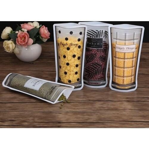 4Pcs Reusable Mason Bottle Ziplock Bag Plastic Sealed Stand Up Kitchen Food Container Dried Fruit Snacks Gifts Organizers Bags