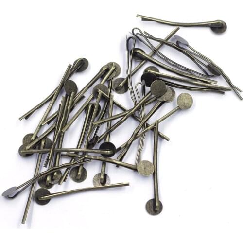 500Pcs Hair Clips Barrettes Disc Classic Alloy Bobby Pins Bronze Tone Jewelry DIY Findings 44x8mm