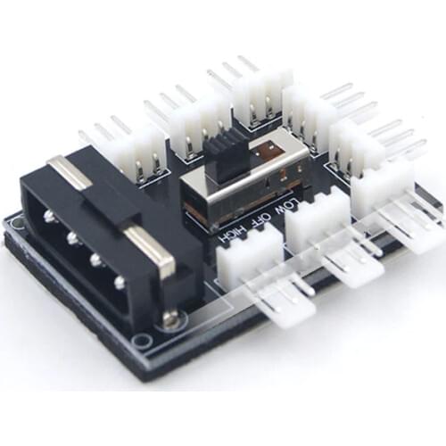 8 Ports 3pin TX3 CPU Cooler / Case Cooling Fan Power Cable Hub Splitter Adapter w/ 12V/7V Switch,Power Molex 4pin or SATA 15pin