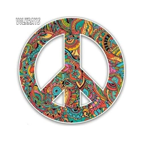 Volkrays Car Sticker Floral Pattern Peace Sign Vinyl Sticker Waterproof Decal Automobile Decoration Accessories,7cm*7cm