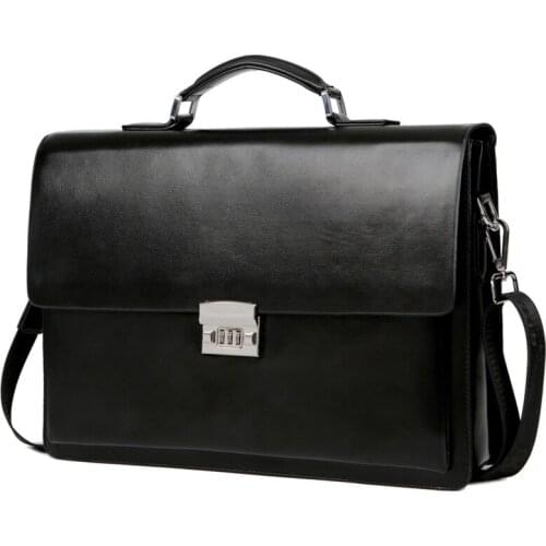 Business Briefcase Mens Travel bags Handbag PU Leather Password Lock Design Office Laptop bag Male Shoulder Messenger bags Tote