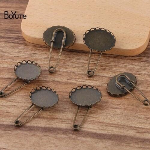 BoYuTe Custom (200 Pieces/Lot) Oval 13*18MM 18*25MM Cabochon Brooch Base Diy Blank Tray Bezel Jewelry Settings