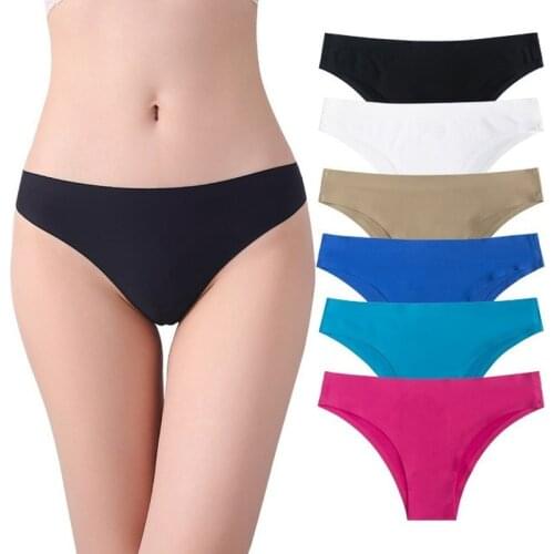 European and American One-piece Ice Silk Seamless Panties, Cotton Crotch Triangle Womens Panties Lingerie Sexy Underwear Women