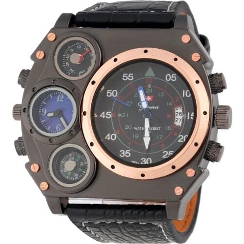 Large dial Brand Dual Time Display business watches for men sport quartz military watch man gift relogio masculino zegarek meski