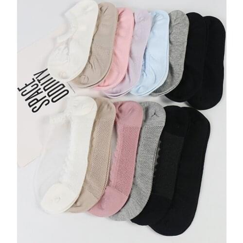 DONG AI casual and comfortable shallow mouth glass silk female boat socks classical flower sole mesh anti-slip