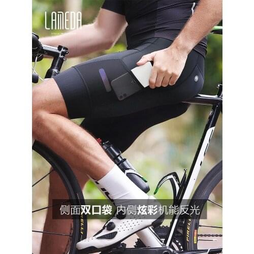 Lameda Exclusive Pro Cycling Bib Shorts Men Summer Bike Bib Shorts Breathable Mesh Back Padded Tights 4 Pockets 3-7H Riding
