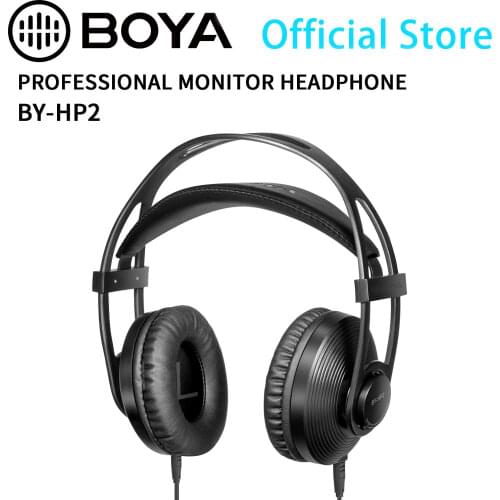 BOYA BY-HP2 Professional Monitoring Headphone Over-Ear headset for Audio Recording Post-Production High-Power Device Gaming