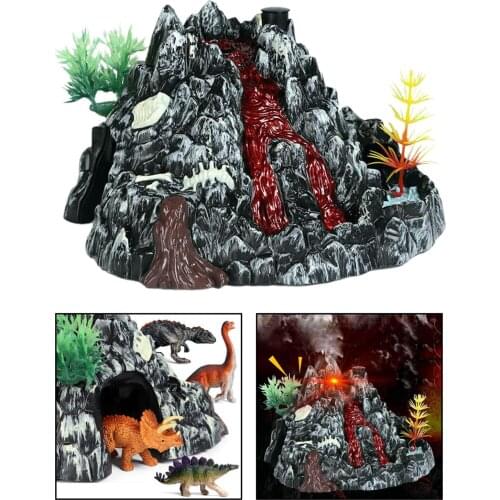Simulation Volcano Model Spray Light Dinosaur Sound Model Toy Accessories Science Nature Toys