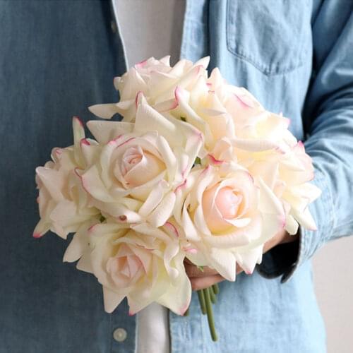 False Hydrangea Wedding Bouquet Fake Flower Decorative Flowers 5 Head Curling Moisturizing Feel Florist-Supplies Silk Artificial