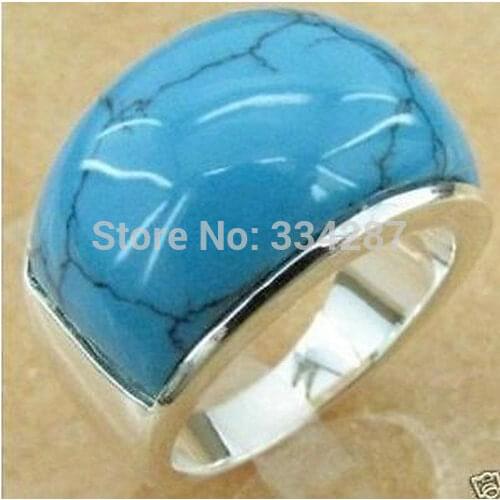 Jewellery pretty silver turquoises mens ring Ring Size,8,9,10,11,12