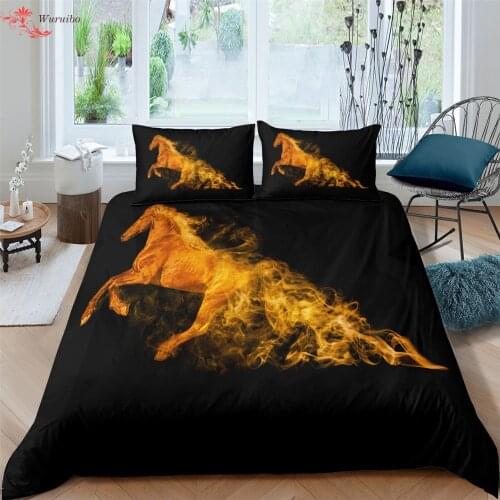 Animals Bedding Set Panda Tiger Leopard Horse Duvet Cover Black Comforter Luxury Bedding 2/3pcs Kids Adult Bed Cover 90/135/150