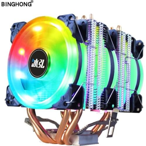 BING HONG 4 Copper Tube Double Tower CPU Cooler LGA 775 1155 1366 2011 X79 X99 AMD3 AM4 Universal PC Silent RGB PWM Cooling Fan