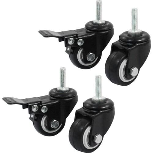 Hot Shopping Wheel Trolley Brake Swivel Caster, 1.5-Inch, Black, 4-Piece